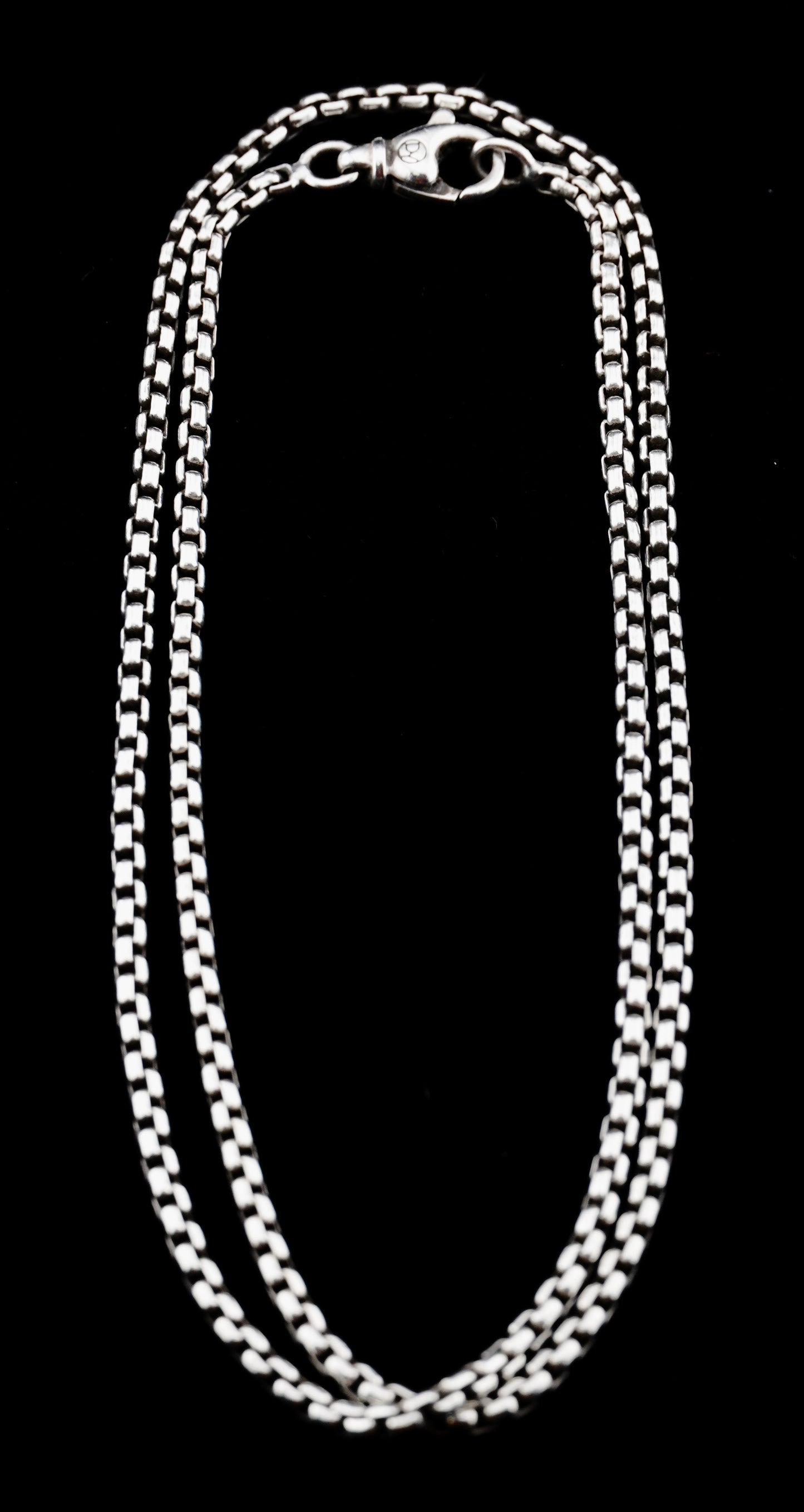 David Yurman Black Diamond Chevron Cross Pendant on 20" Sterling Silver D.Y. Box Chain