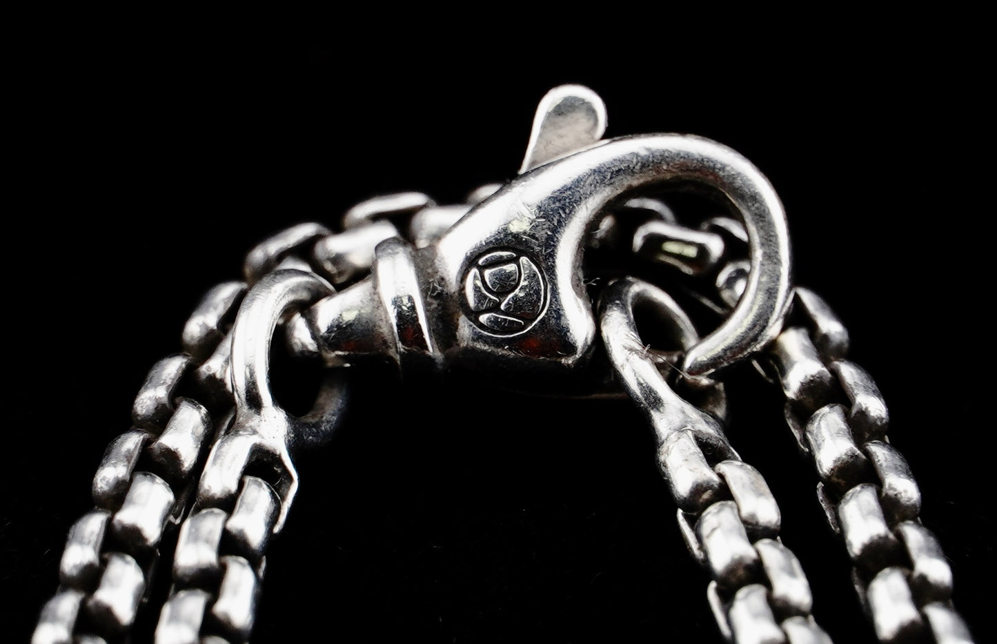 David Yurman Black Diamond Chevron Cross Pendant on 20" Sterling Silver D.Y. Box Chain
