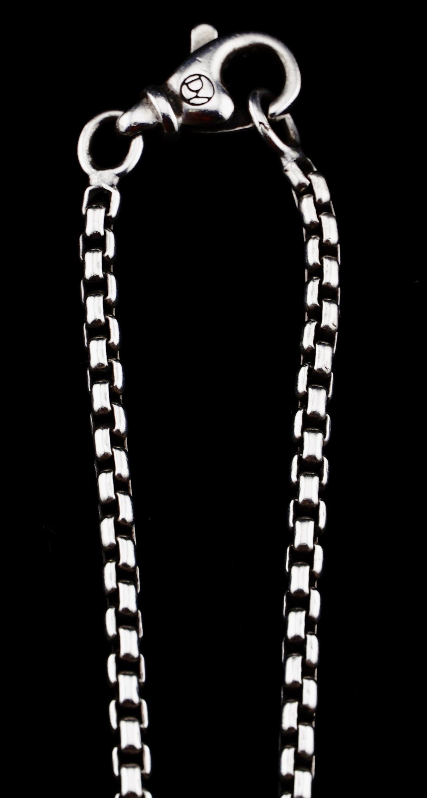 David Yurman Black Diamond Chevron Cross Pendant on 20" Sterling Silver D.Y. Box Chain