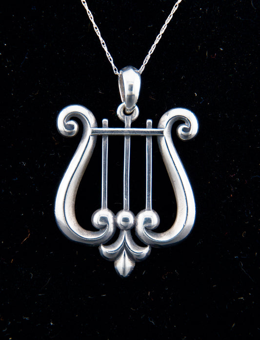 James Avery Retired Sterling Silver Lyre Harp Pendant