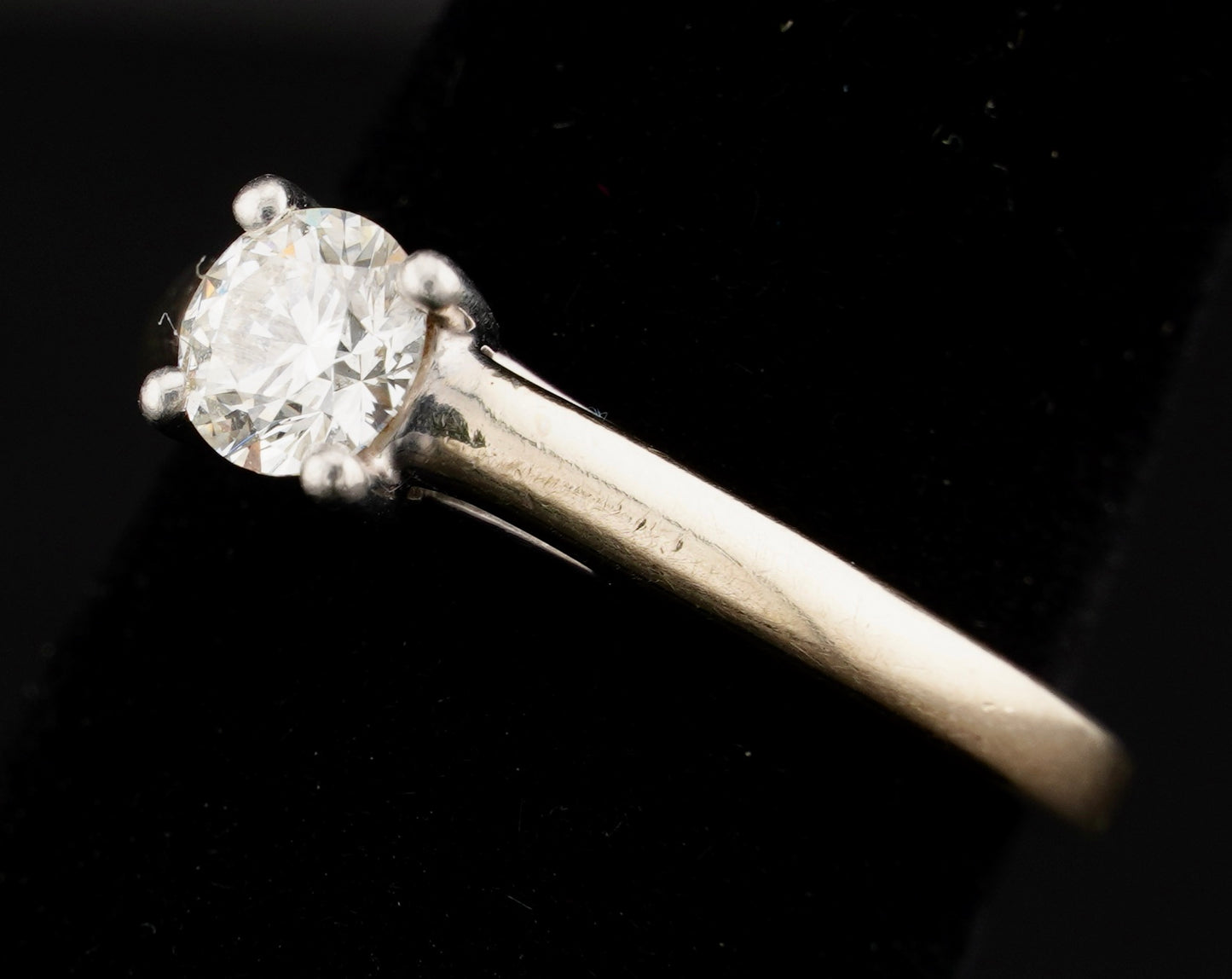 Tolkowsky Ideal Cut .48CT Solitaire Diamond 14KT Gold Engagement Ring Size 6