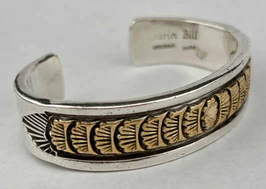 Darin Bill Navajo Sterling Silver Gold Filled Cuff Bracelet