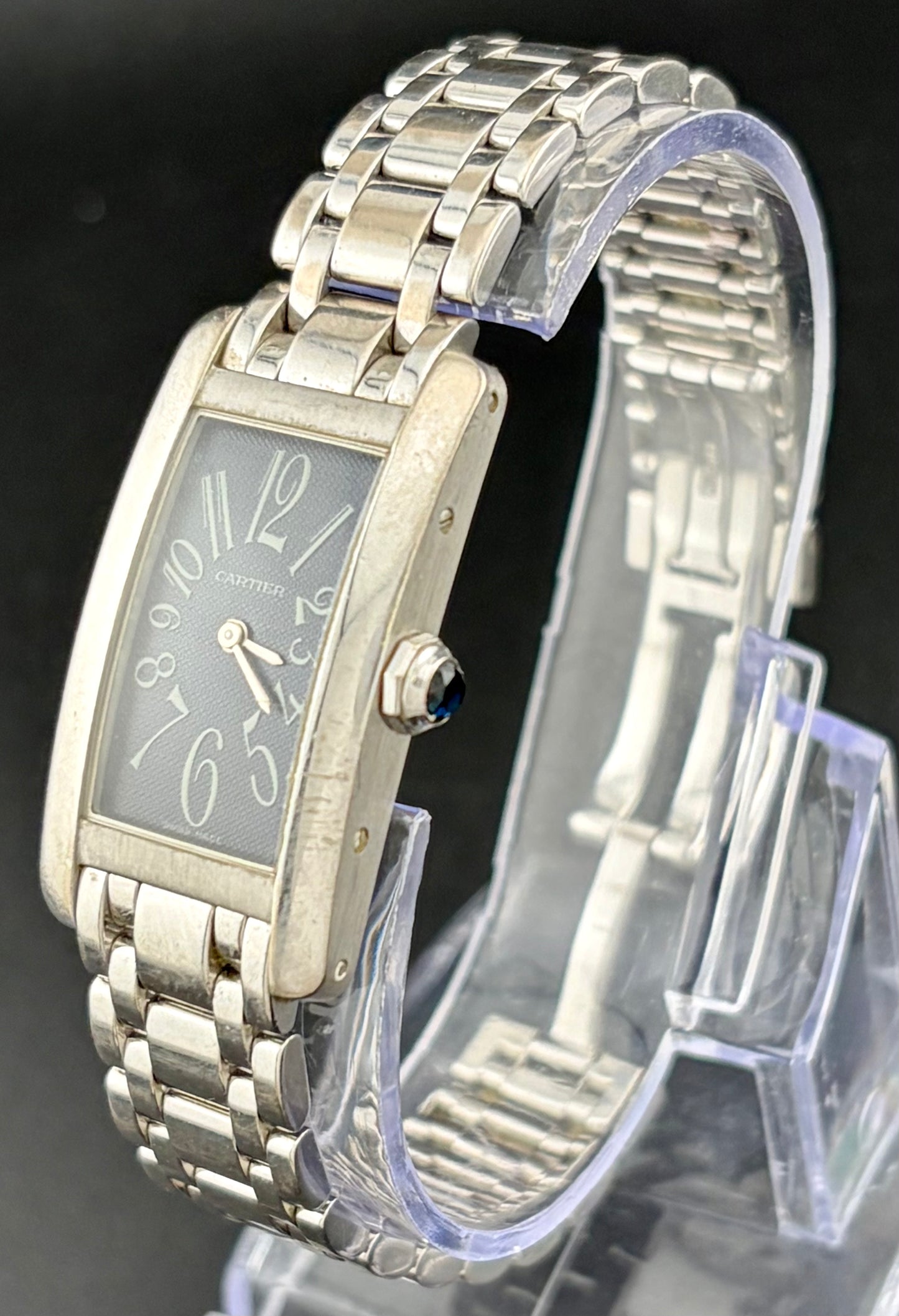 Cartier Tank Américaine 1713 Art Deco Ladies Watch in 18K White Gold Dark Grey Dial