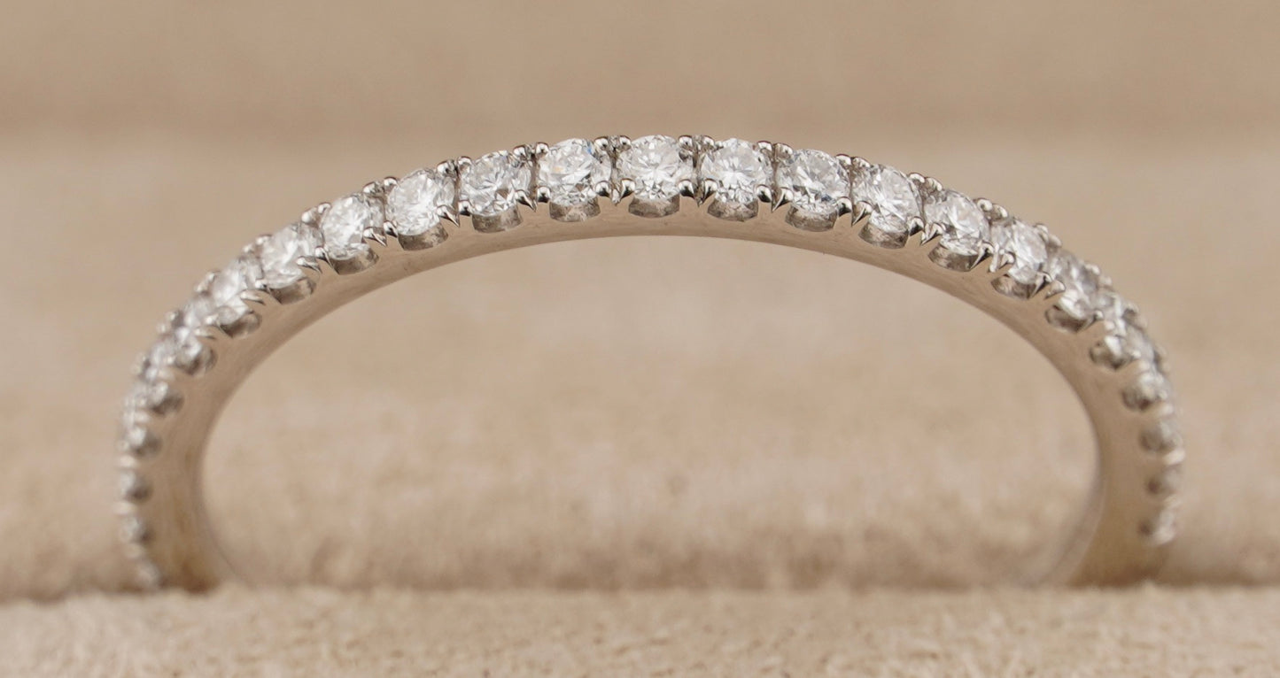 0.51Ct Cushion H VS2 Diamond in a Platinum Halo Setting with 36= .36ctw Round Brilliant G VS Diamonds Paired with a 28=.03ctw Round Brilliant G VS Diamond Platinum Wedding Band SIZE 6.5