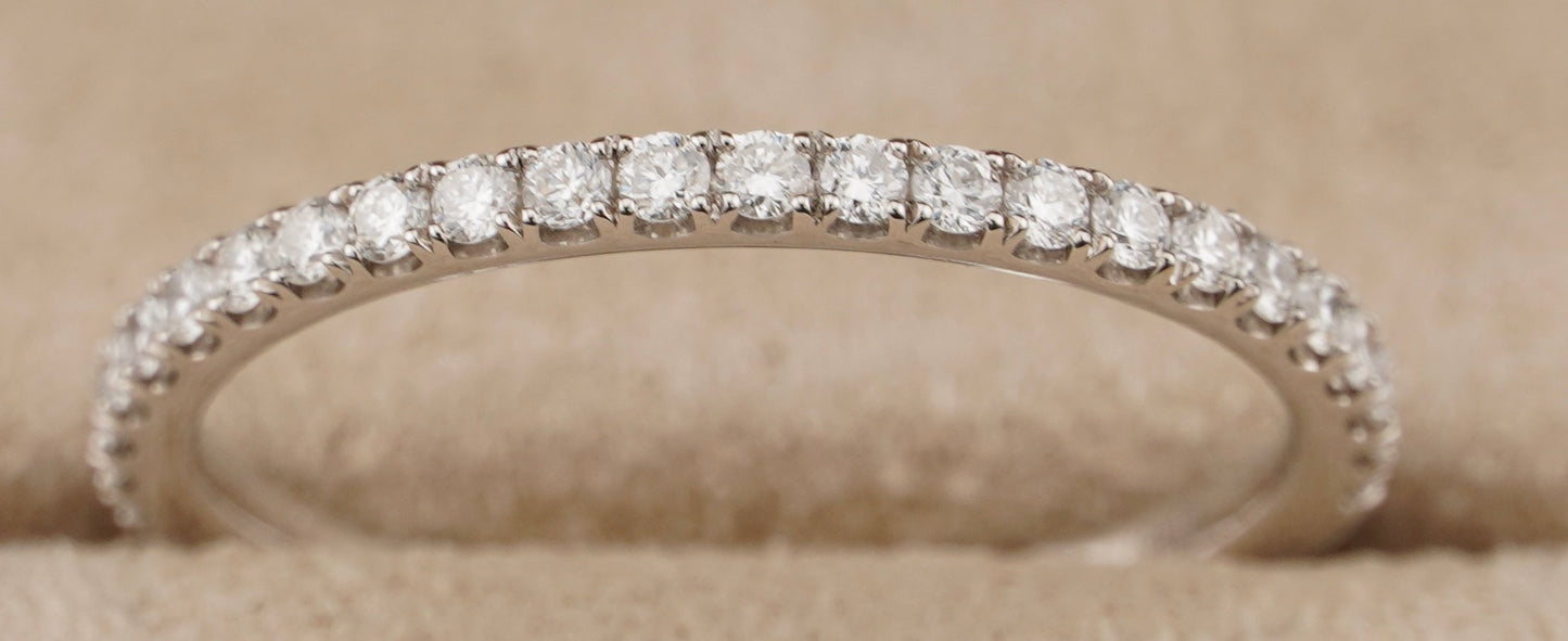 0.51Ct Cushion H VS2 Diamond in a Platinum Halo Setting with 36= .36ctw Round Brilliant G VS Diamonds Paired with a 28=.03ctw Round Brilliant G VS Diamond Platinum Wedding Band SIZE 6.5