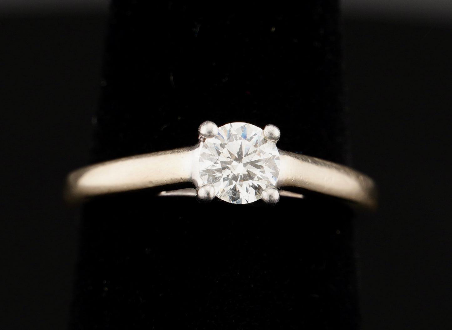 Tolkowsky Ideal Cut .48CT Solitaire Diamond 14KT Gold Engagement Ring Size 6