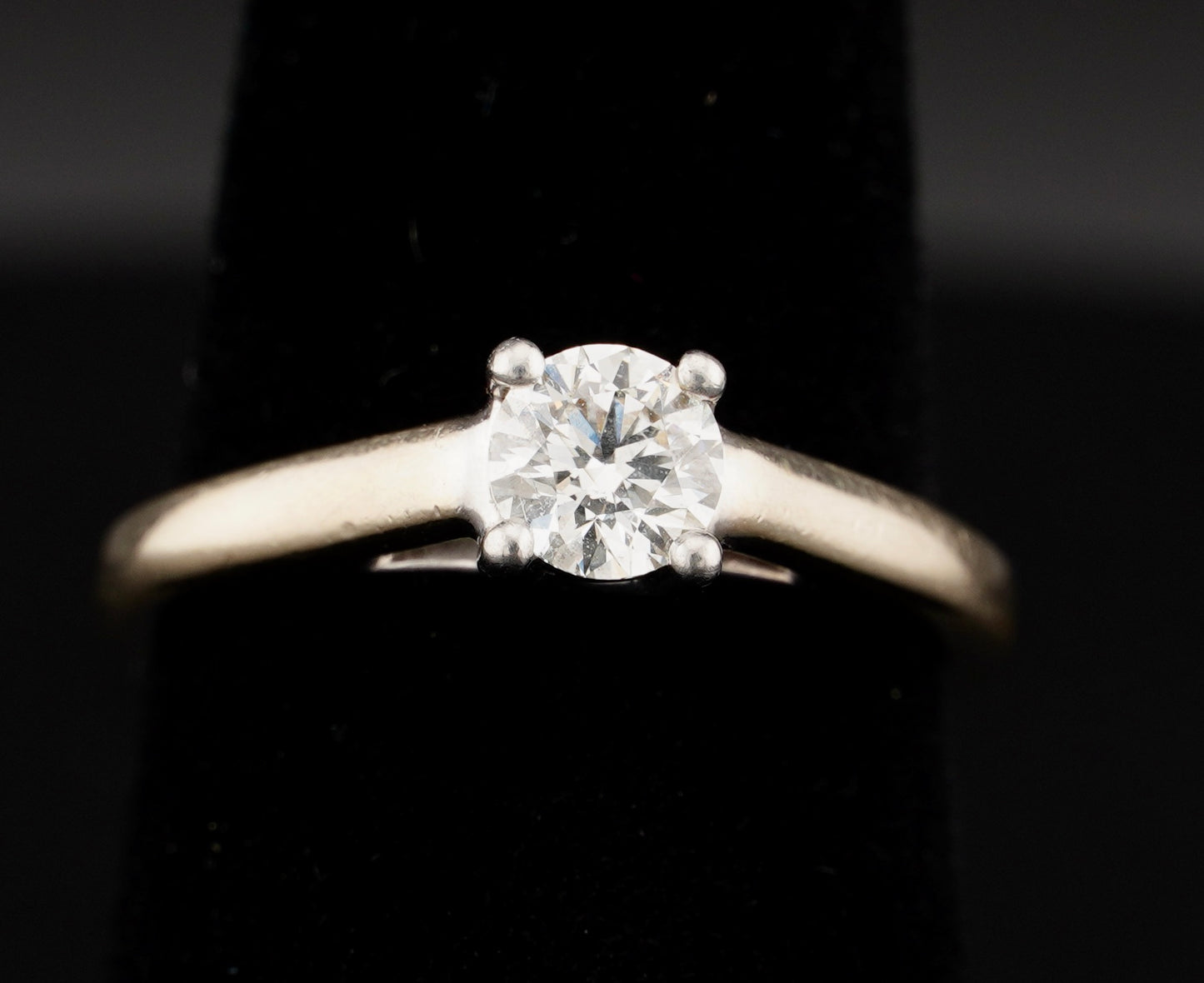 Tolkowsky Ideal Cut .48CT Solitaire Diamond 14KT Gold Engagement Ring Size 6