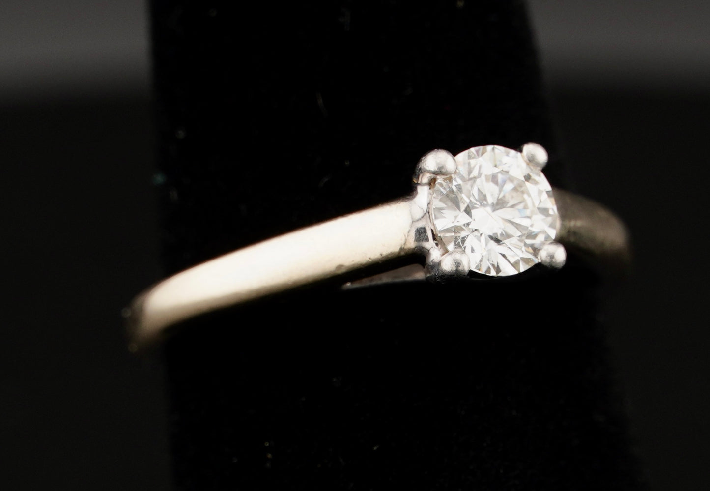Tolkowsky Ideal Cut .48CT Solitaire Diamond 14KT Gold Engagement Ring Size 6