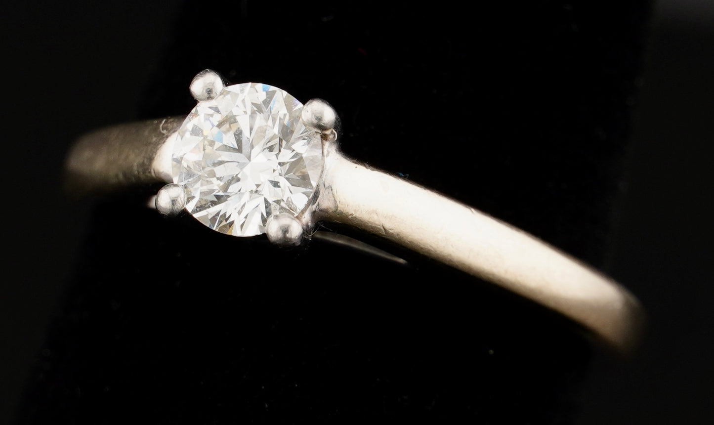 Tolkowsky Ideal Cut .48CT Solitaire Diamond 14KT Gold Engagement Ring Size 6