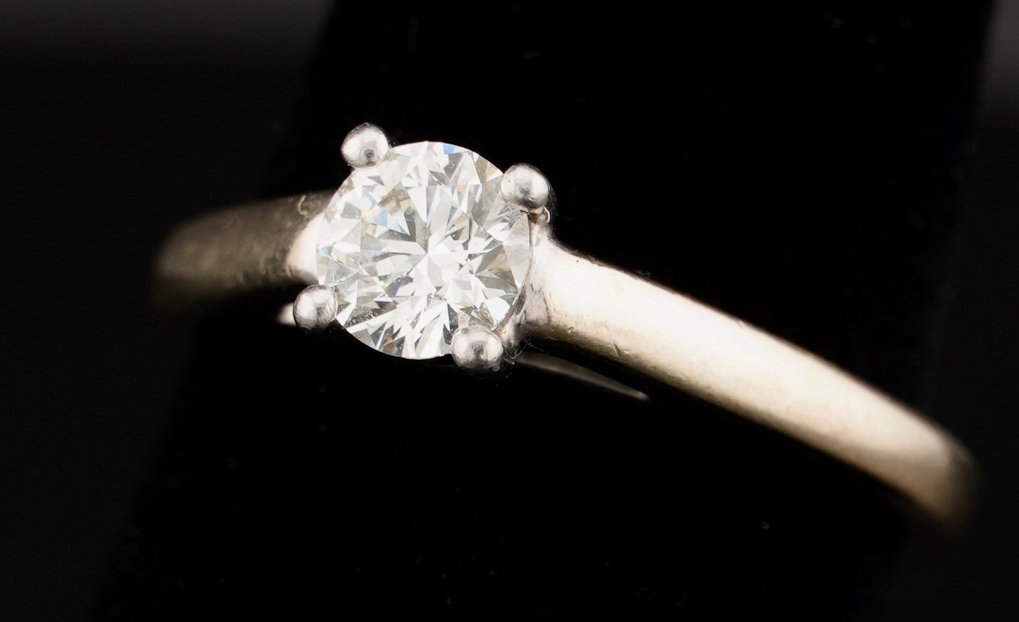 Tolkowsky Ideal Cut .48CT Solitaire Diamond 14KT Gold Engagement Ring Size 6