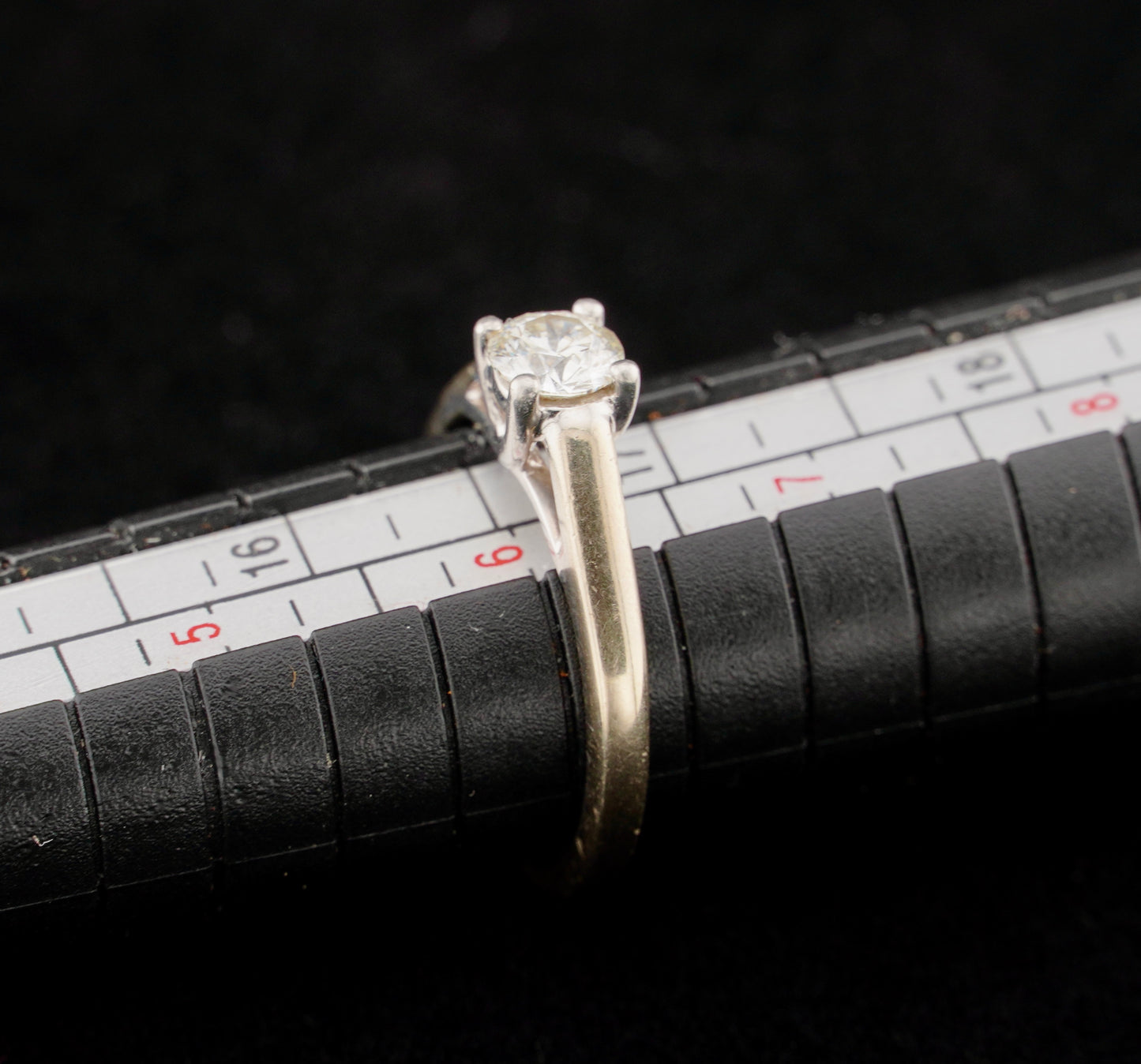 Tolkowsky Ideal Cut .48CT Solitaire Diamond 14KT Gold Engagement Ring Size 6
