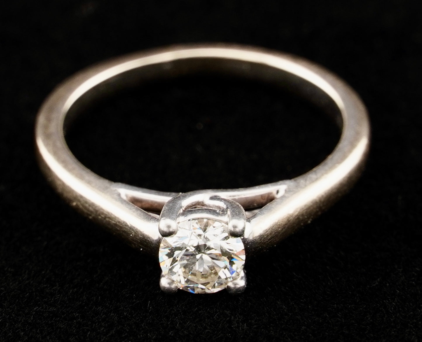 Tolkowsky Ideal Cut .48CT Solitaire Diamond 14KT Gold Engagement Ring Size 6