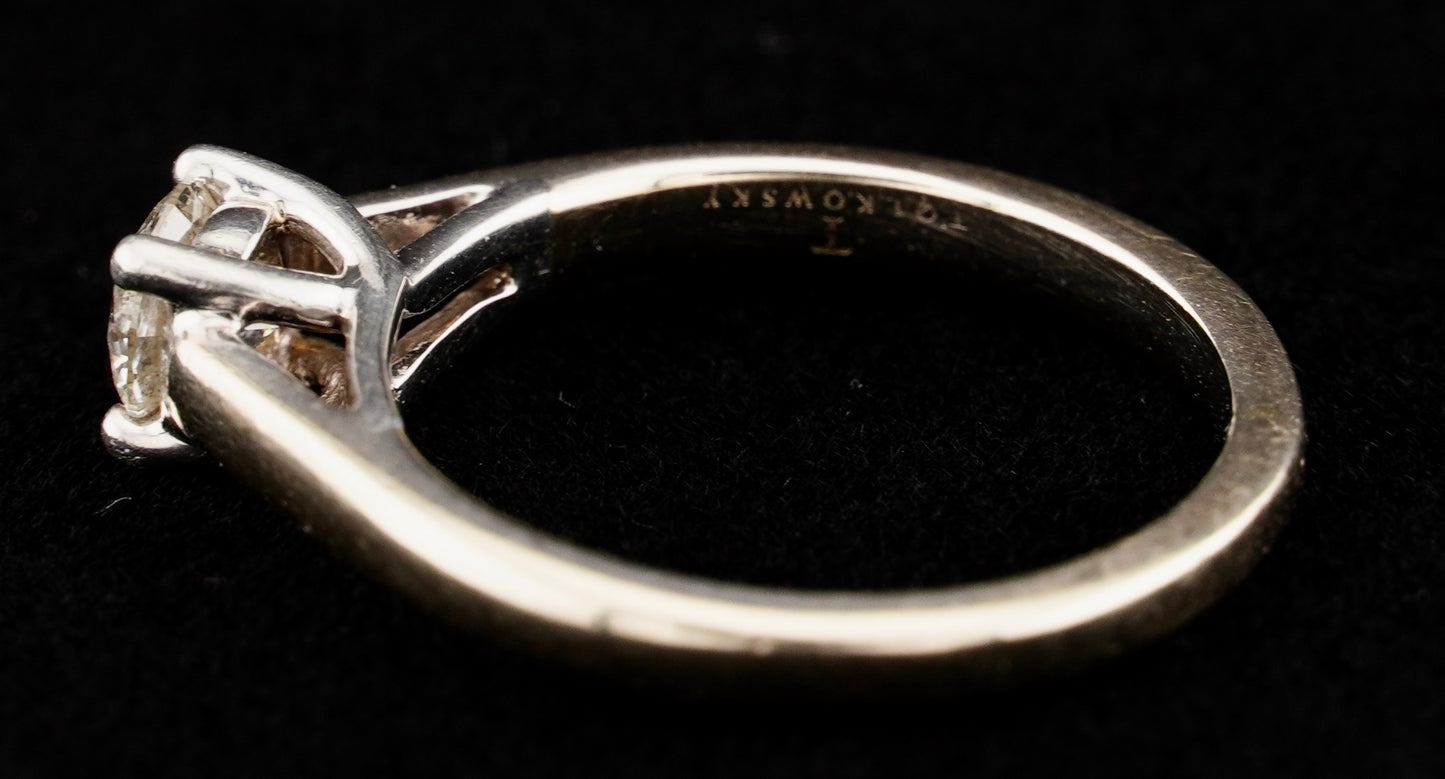 Tolkowsky Ideal Cut .48CT Solitaire Diamond 14KT Gold Engagement Ring Size 6