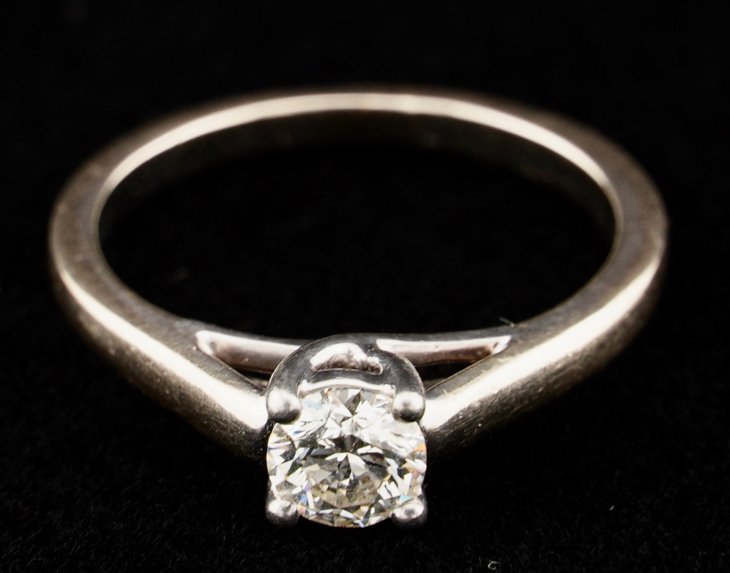 Tolkowsky Ideal Cut .48CT Solitaire Diamond 14KT Gold Engagement Ring Size 6