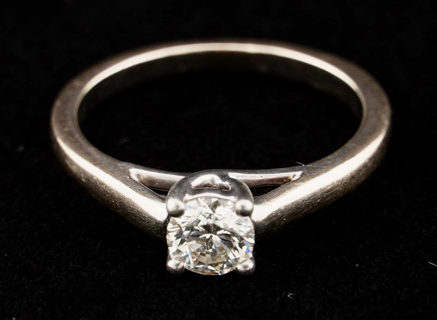 Tolkowsky Ideal Cut .48CT Solitaire Diamond 14KT Gold Engagement Ring Size 6
