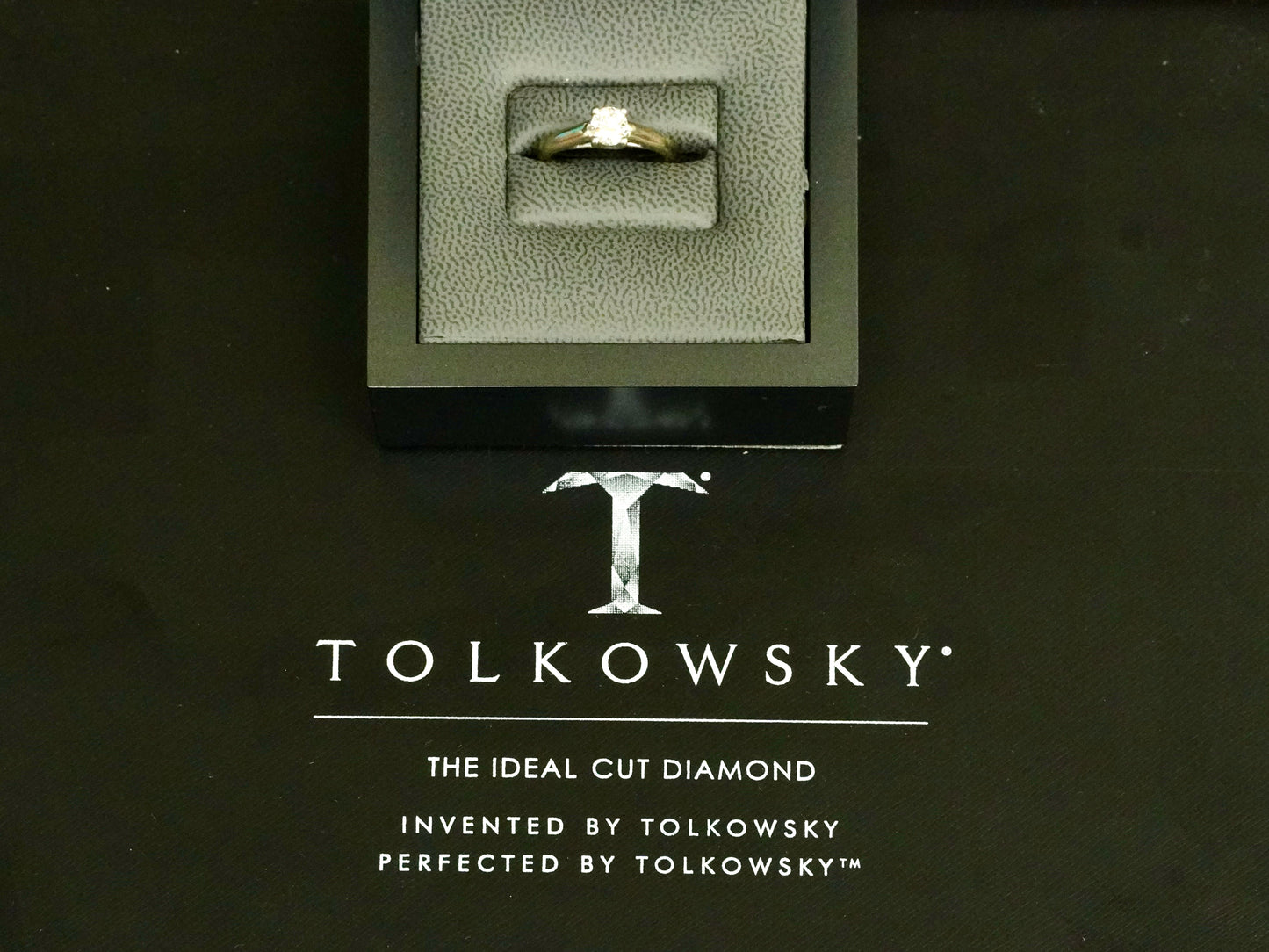 Tolkowsky Ideal Cut .48CT Solitaire Diamond 14KT Gold Engagement Ring Size 6