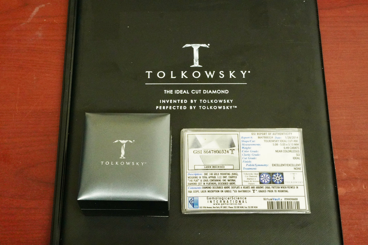 Tolkowsky Ideal Cut .48CT Solitaire Diamond 14KT Gold Engagement Ring Size 6