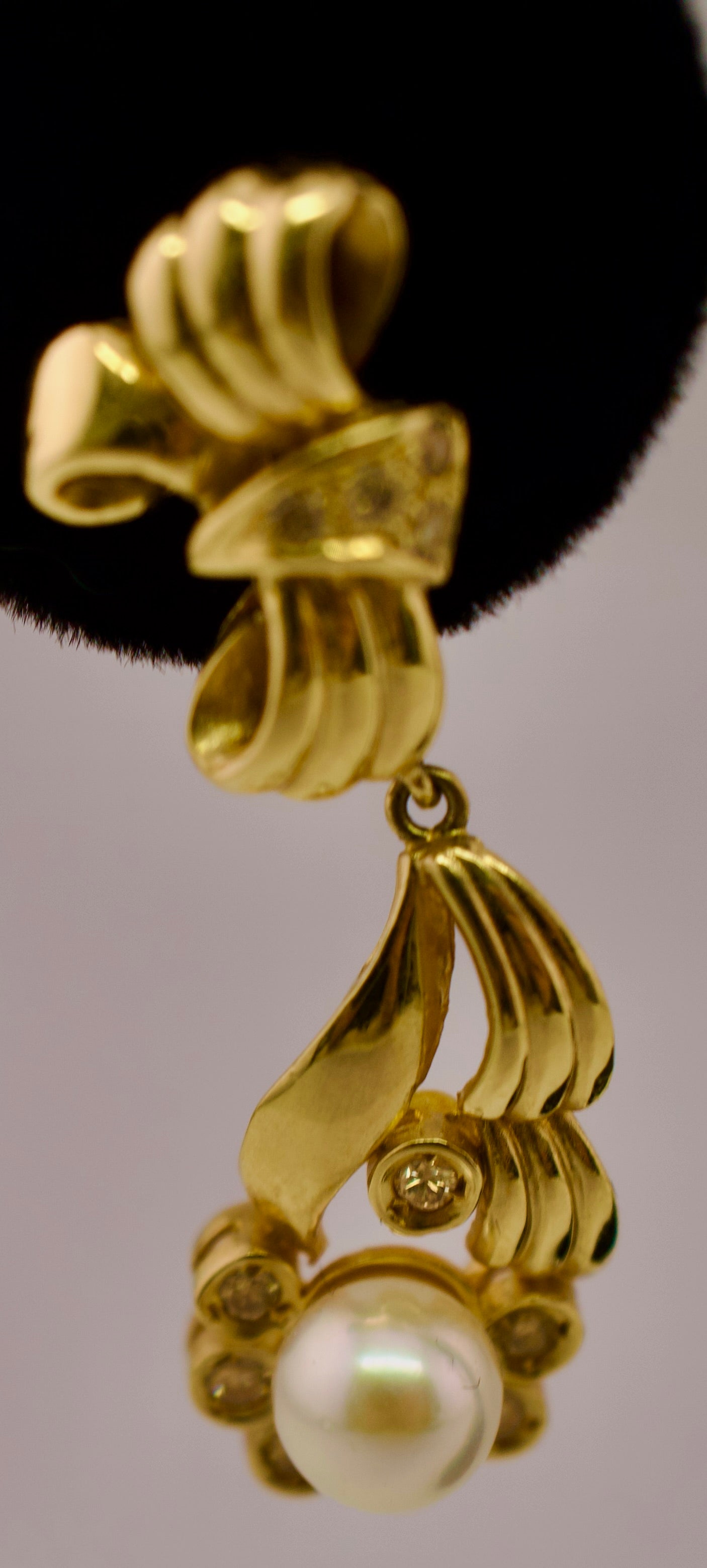 Charming Cultured Pearl and Diamond Dangles in 14kt Yellow Gold