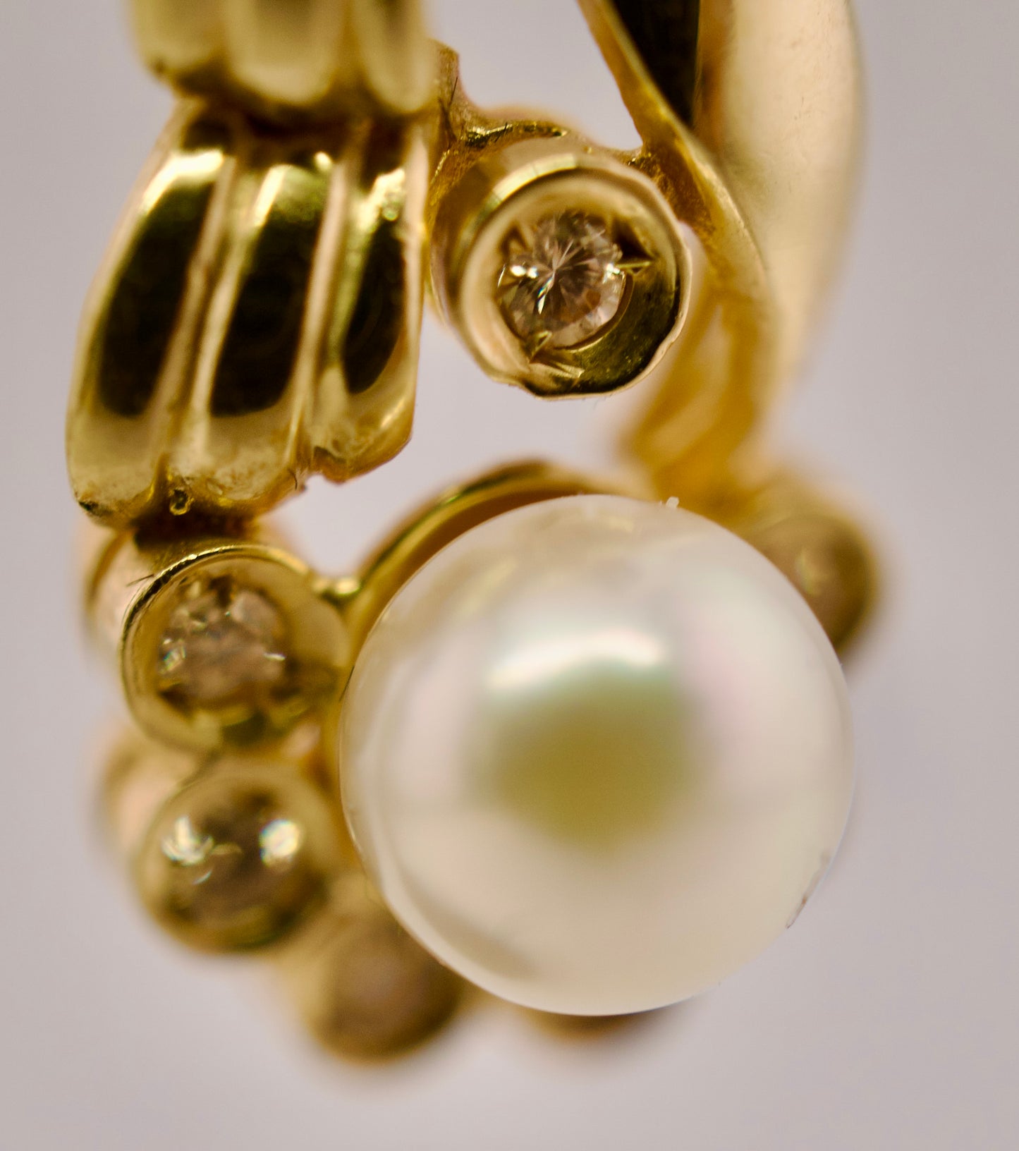 Charming Cultured Pearl and Diamond Dangles in 14kt Yellow Gold