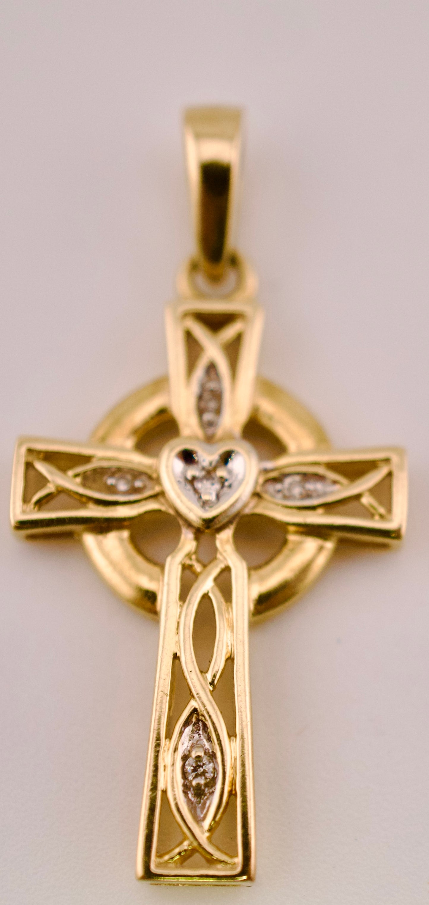 14kt Yellow Gold Celtic Cross Pendent with Diamonds