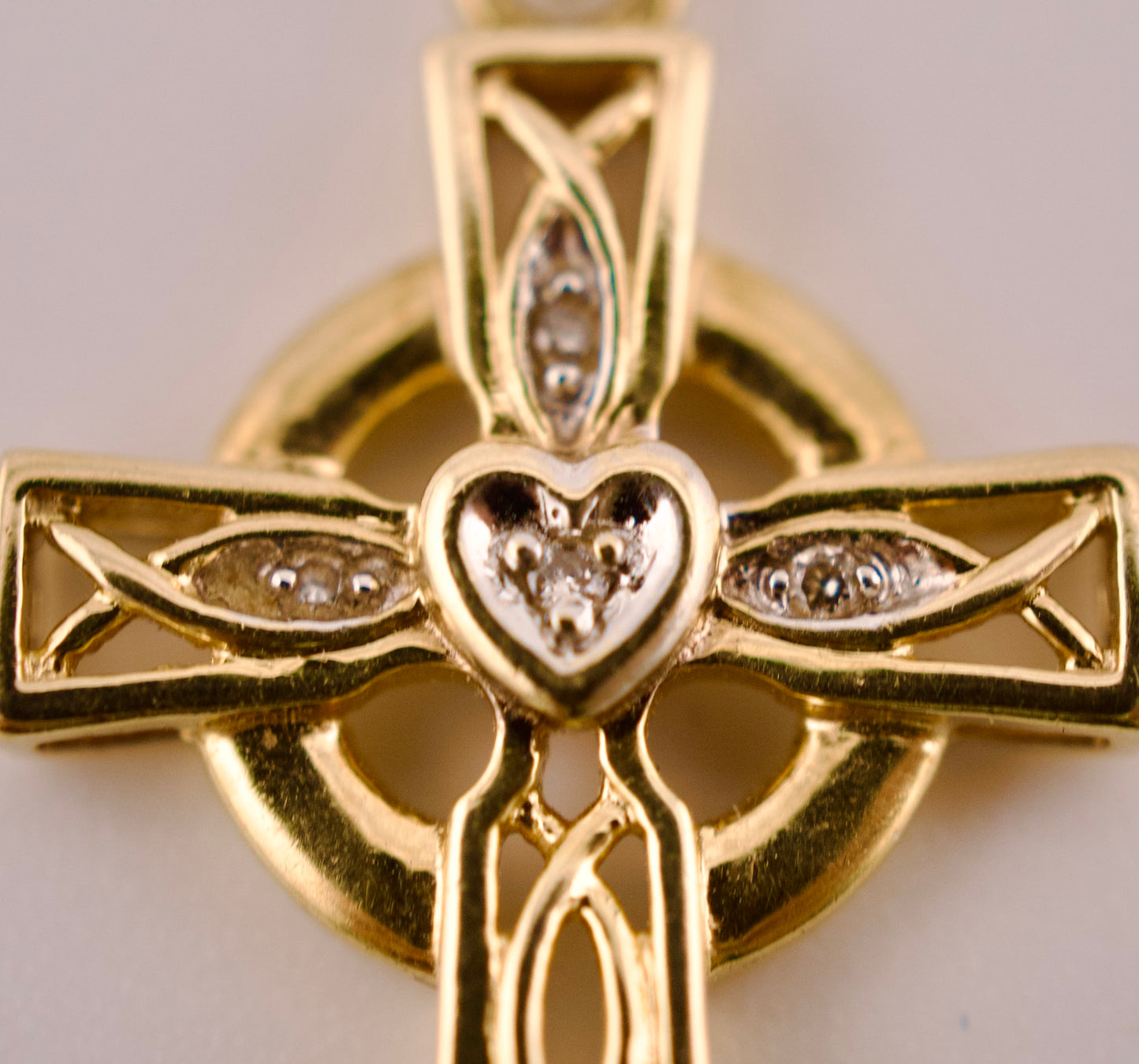 14kt Yellow Gold Celtic Cross Pendent with Diamonds