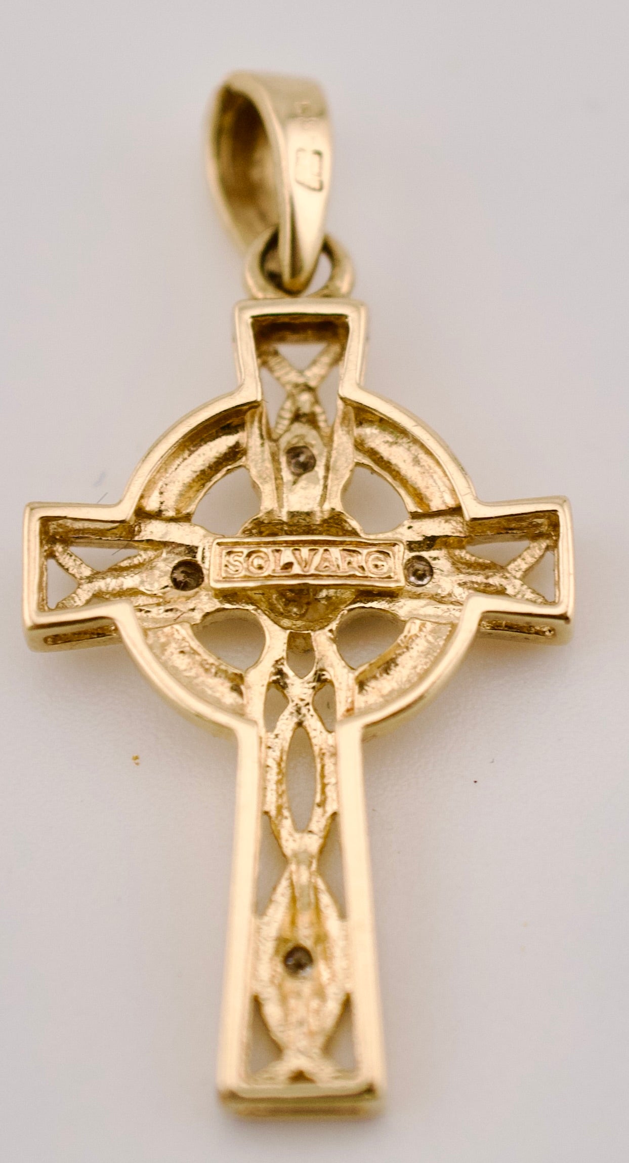 14kt Yellow Gold Celtic Cross Pendent with Diamonds