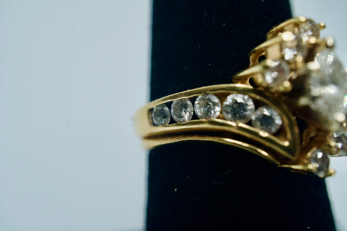Natural Marquise-cut Diamond Bypass Bridal ring set