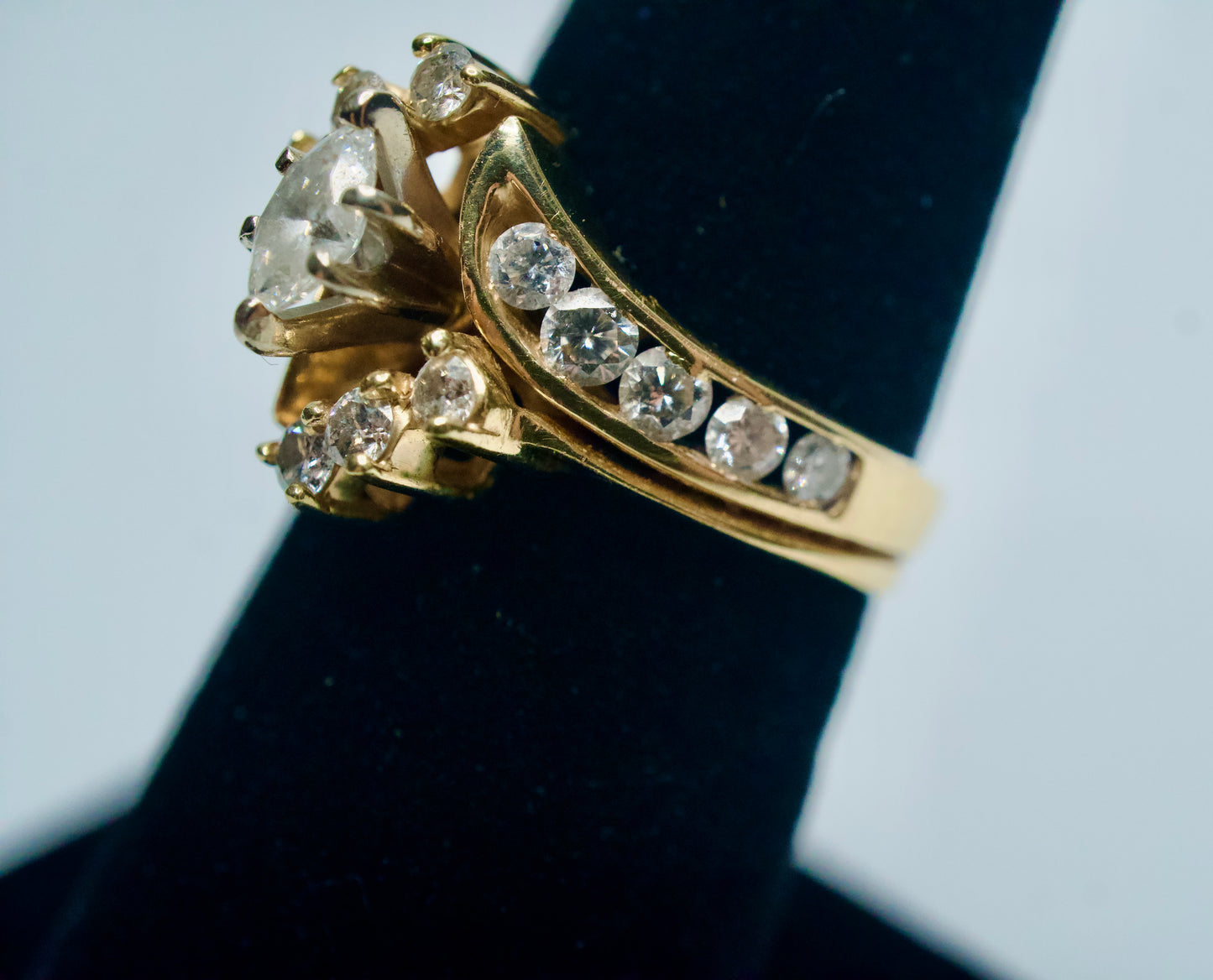 Natural Marquise-cut Diamond Bypass Bridal ring set