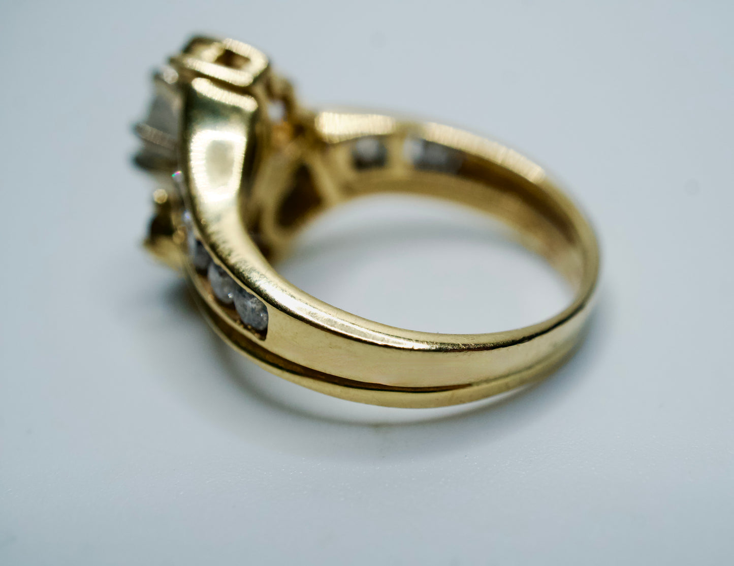 Natural Marquise-cut Diamond Bypass Bridal ring set