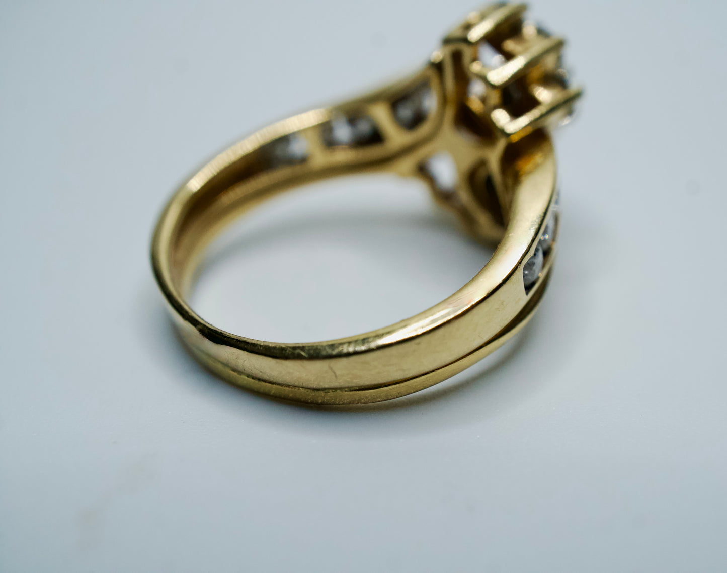 Natural Marquise-cut Diamond Bypass Bridal ring set