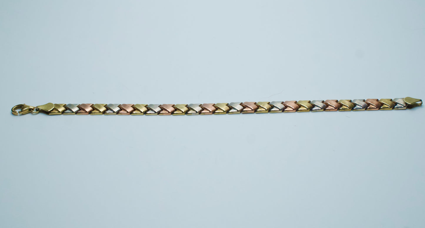 Tri-tone Chevron link Bracelet