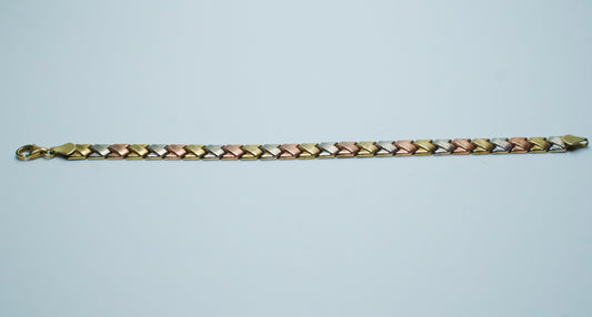 Tri-tone Chevron link Bracelet