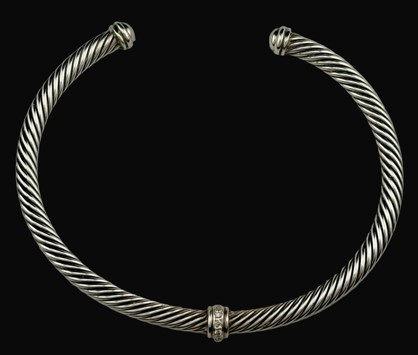 David Yurman Classic Cable Pavé Set Diamond Sterling Silver Bracelet