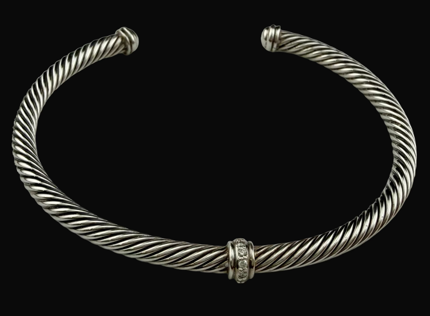 David Yurman Classic Cable Pavé Set Diamond Sterling Silver Bracelet