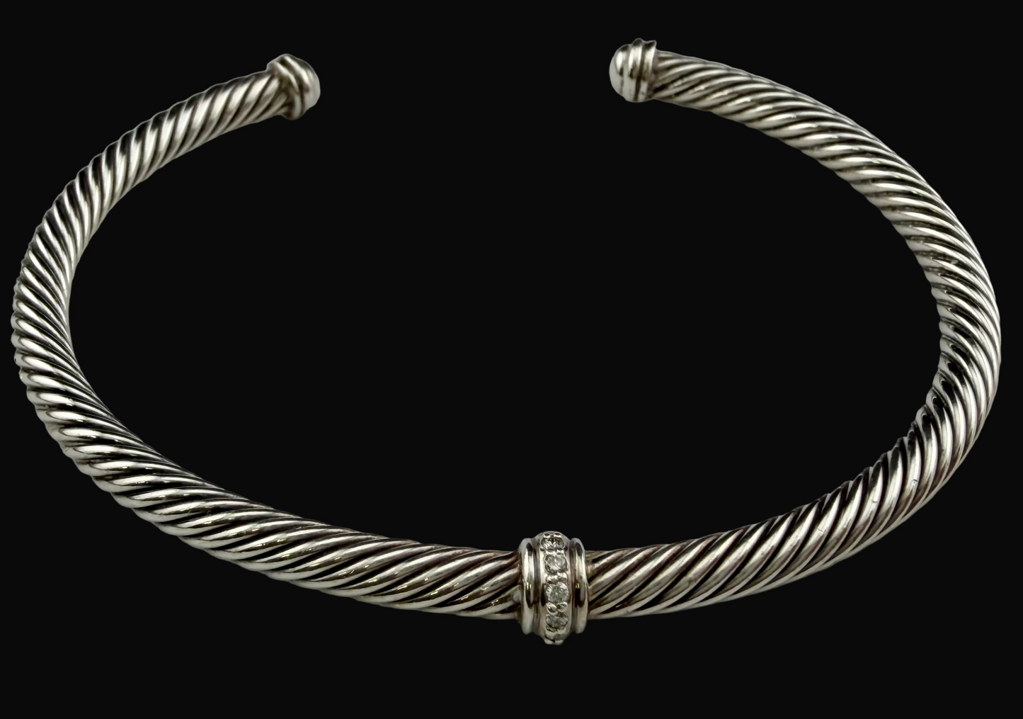 David Yurman Classic Cable Pavé Set Diamond Sterling Silver Bracelet