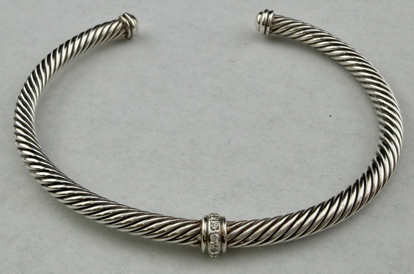 David Yurman Classic Cable Pavé Set Diamond Sterling Silver Bracelet