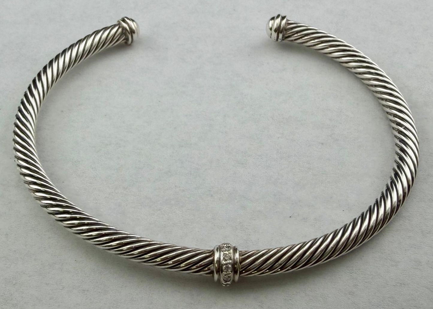 David Yurman Classic Cable Pavé Set Diamond Sterling Silver Bracelet