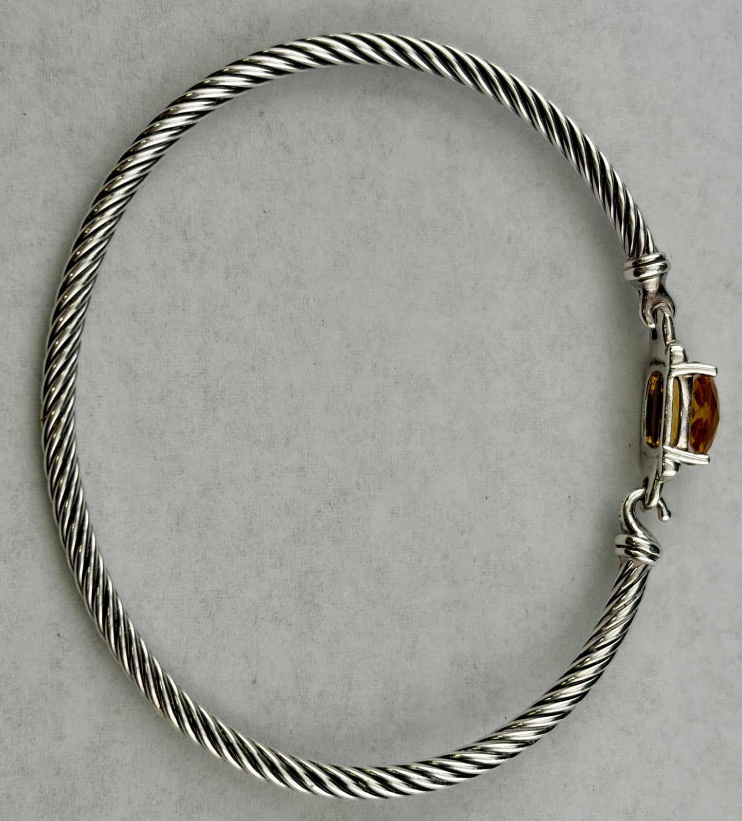 David Yurman Wheaton Collection Sterling Silver Cable Faceted Citrine Diamond Bracelet