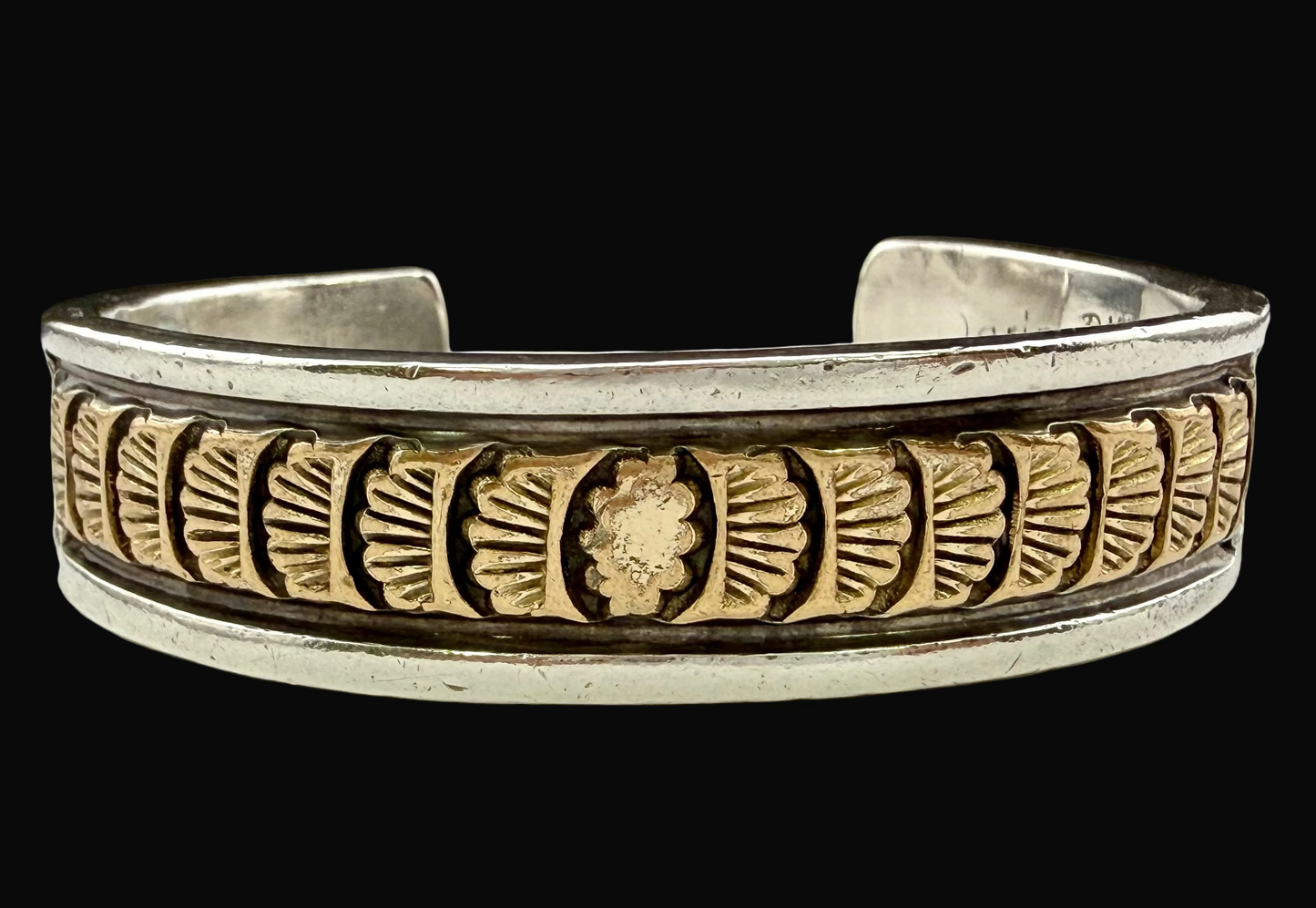Darin Bill Navajo Sterling Silver Gold Filled Cuff Bracelet
