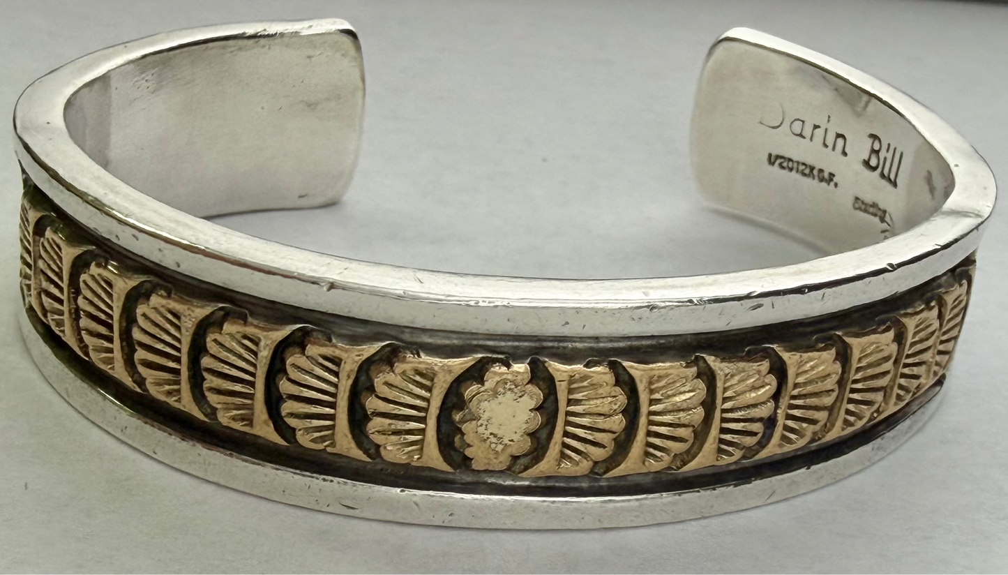 Darin Bill Navajo Sterling Silver Gold Filled Cuff Bracelet