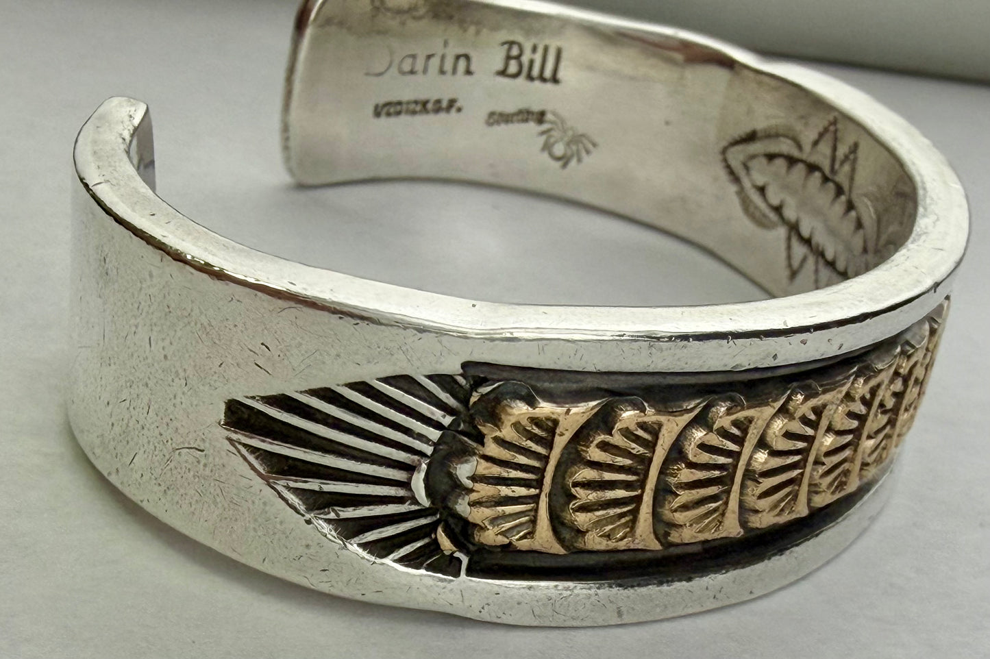 Darin Bill Navajo Sterling Silver Gold Filled Cuff Bracelet