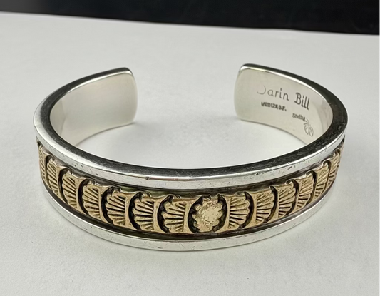 Darin Bill Navajo Sterling Silver Gold Filled Cuff Bracelet
