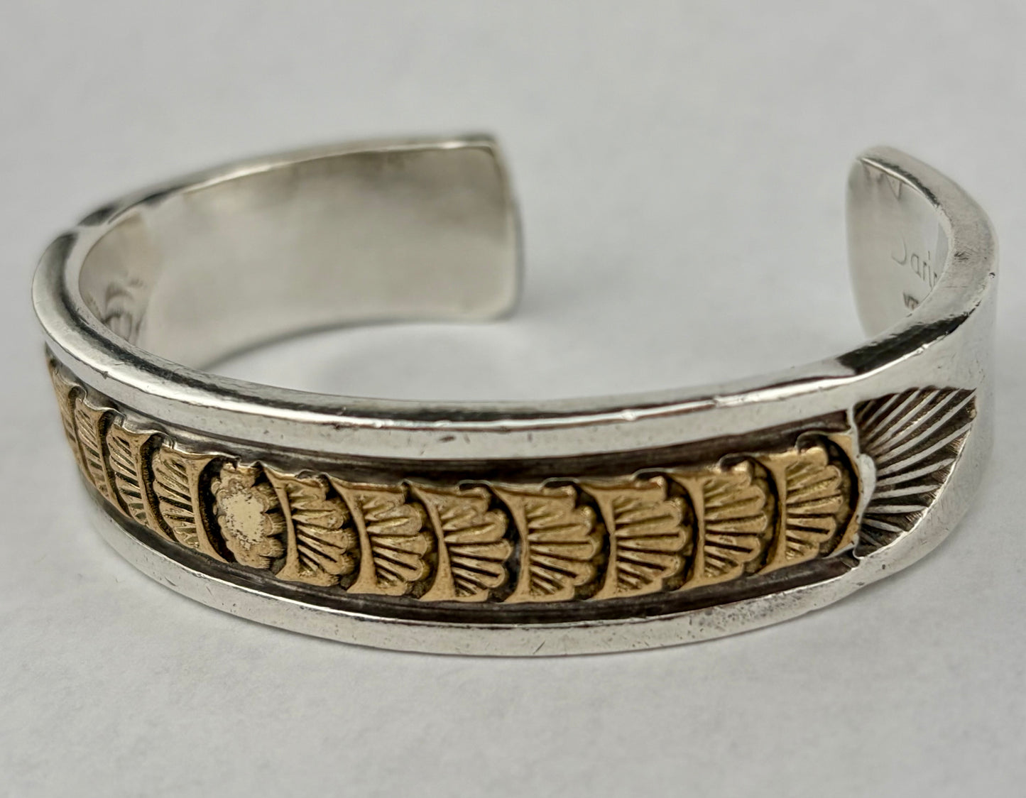 Darin Bill Navajo Sterling Silver Gold Filled Cuff Bracelet