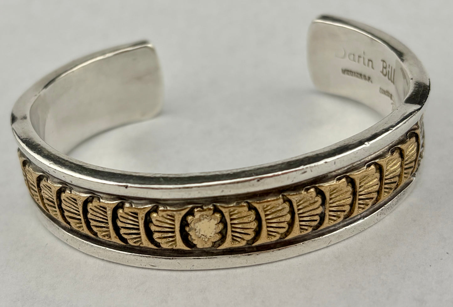 Darin Bill Navajo Sterling Silver Gold Filled Cuff Bracelet