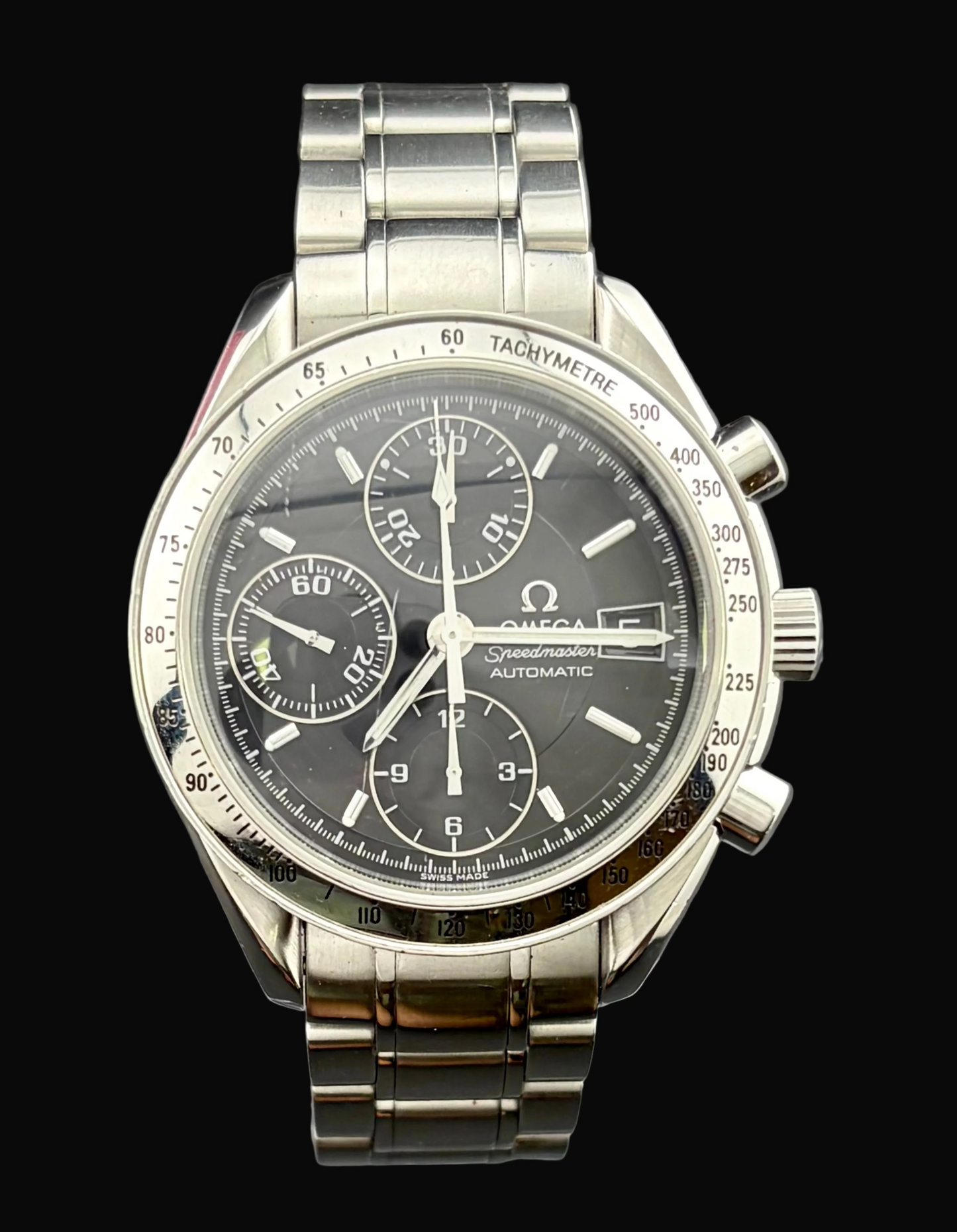 Omega Speedmaster Date Automatic Chronograph Stainless Steel Black Dial Men's Watch 39mm