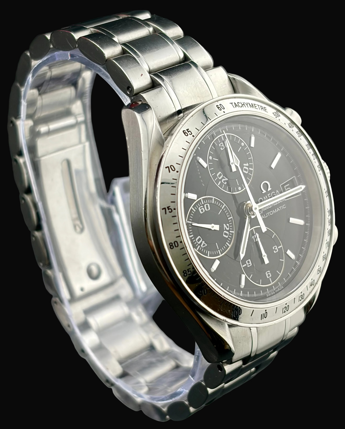 Omega Speedmaster Date Automatic Chronograph Stainless Steel Black Dial Men's Watch 39mm