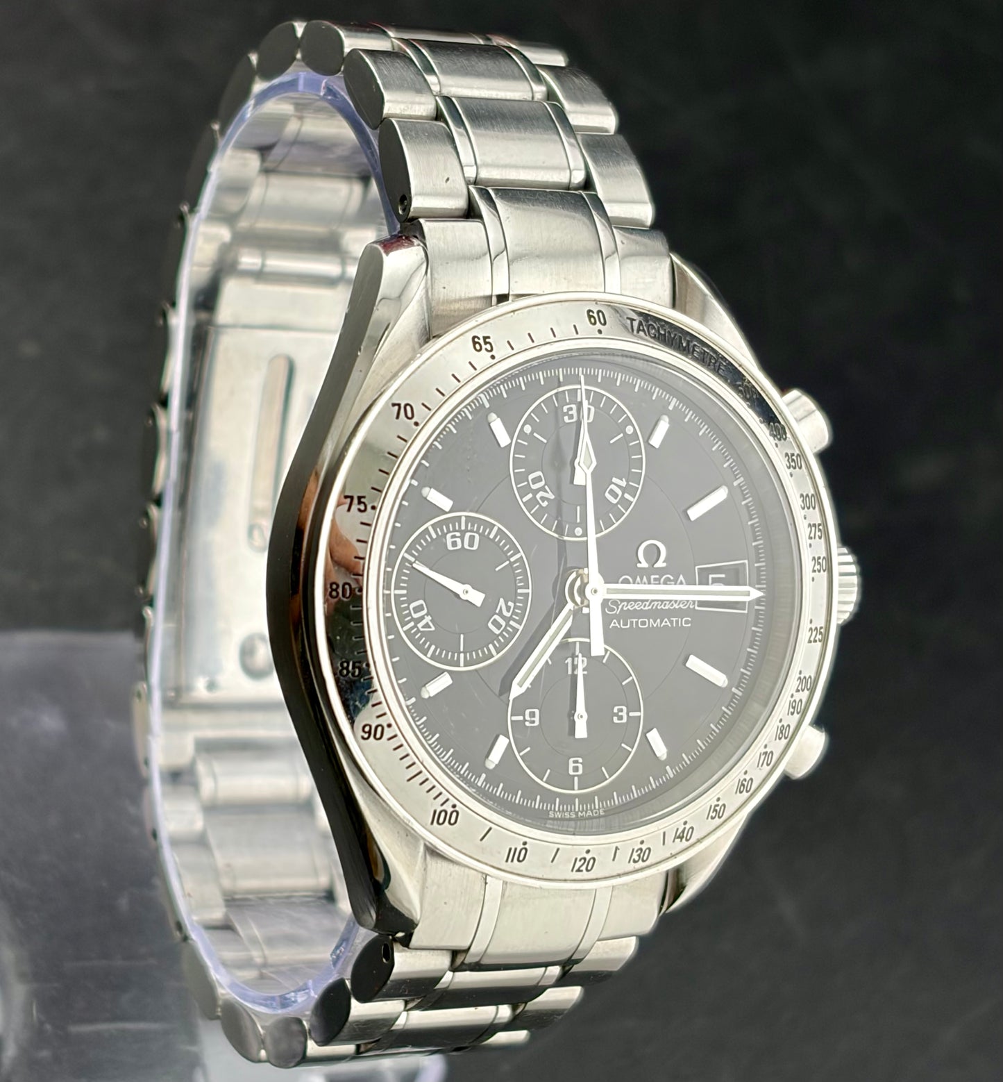 Omega Speedmaster Date Automatic Chronograph Stainless Steel Black Dial Men's Watch 39mm