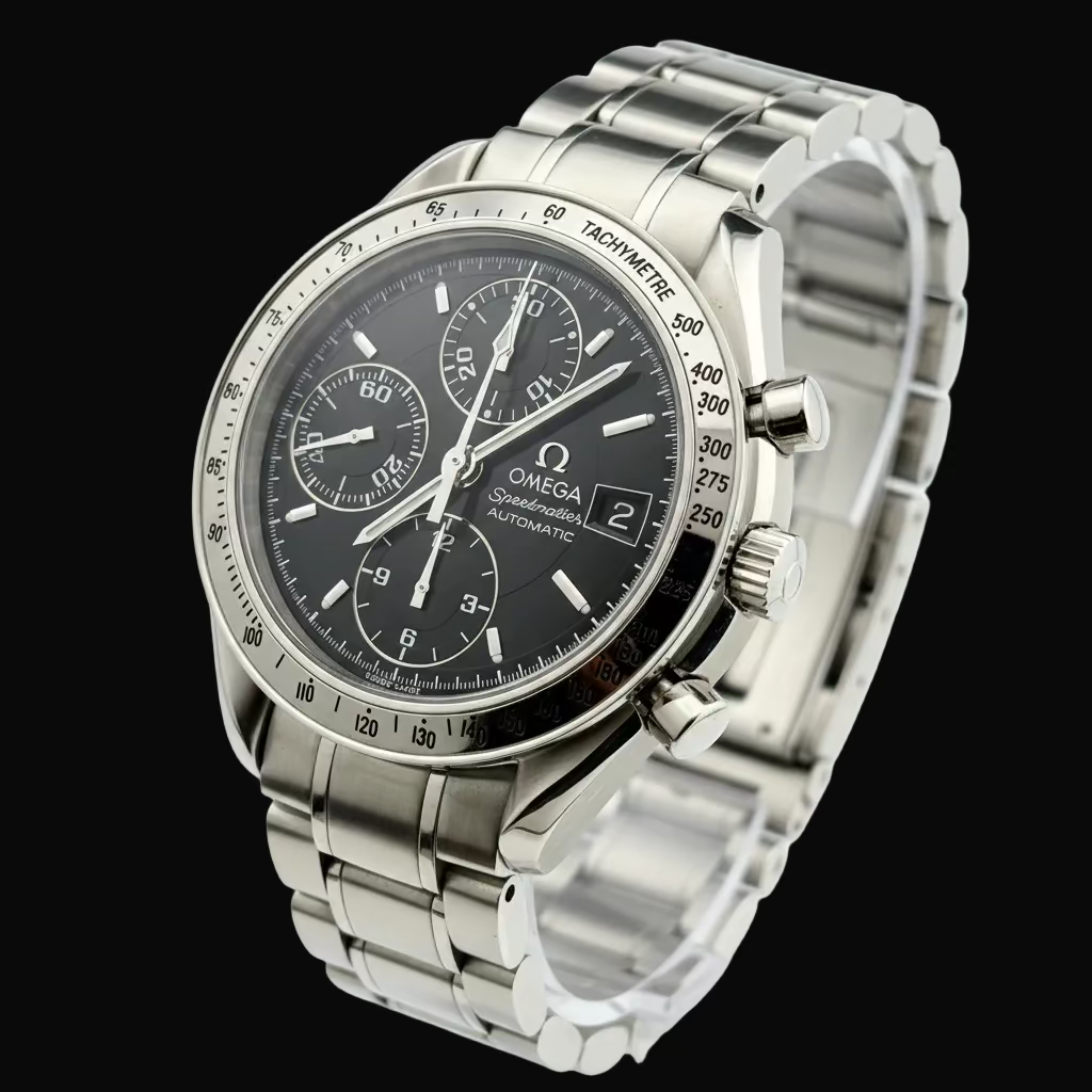 Omega Speedmaster Date Automatic Chronograph Stainless Steel Black Dial Men's Watch 39mm