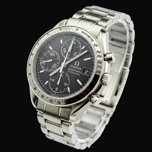 Omega Speedmaster Date Automatic Chronograph Stainless Steel Black Dial Men's Watch 39mm