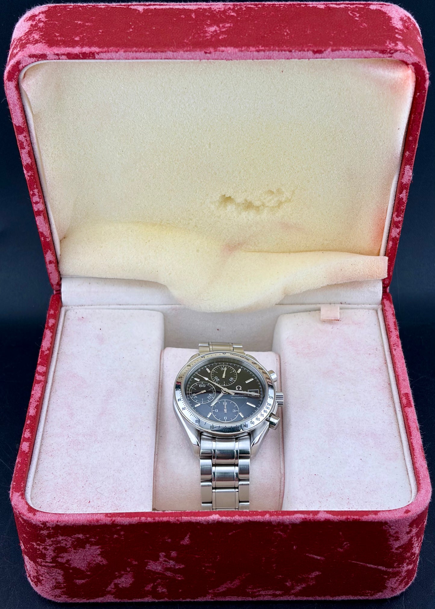 Omega Speedmaster Date Automatic Chronograph Stainless Steel Black Dial Men's Watch 39mm